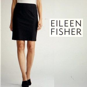 Eileen Fisher Black Blended Wool with Italian Yarn Pencil Pull On Skirt Size Sz